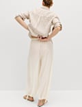 Pantalon de plage 100 % coton &agrave; ourlet bouffant
