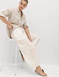 Pantalon de plage 100 % coton &agrave; ourlet bouffant