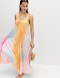 Volumin&ouml;ses Maxi-Kleid aus reiner Baumwolle mit U-Ausschnitt
