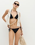 Trim Detail Textured Triangle Bikini Top