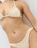 Textured Triangle Bikini Top With Tie Fastening