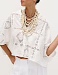Top caftan 100 % coton &agrave; broderie