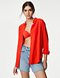 Linen Blend Collared Relaxed Shirt