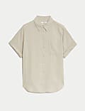 Linen Blend Collared Button Through Shirt