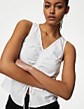 Ruched Front V-Neck Vest