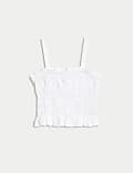 Linen Rich Square Neck Smocked Cami Top