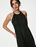 Linen Rich Halter Neck Maxi Shift Dress