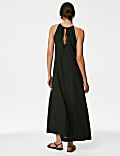 Linen Rich Halter Neck Maxi Shift Dress