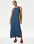 Linen Rich Round Neck Midi Slip Dress