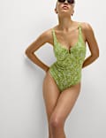 360 Tummy Control Printed Cut Out Neck Swimsuit