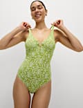 360 Tummy Control Printed Cut Out Neck Swimsuit