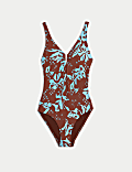Maillot de bain ajouré à imprimé et effet ventre plat 360