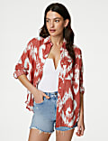 Pure Linen Printed Collared Relaxed Shirt