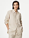 Pure Linen Collared Relaxed Shirt