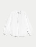 Pure Linen Collared Popover Blouse