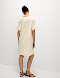 Linen Rich V-Neck Mini Shift Dress