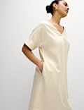 Linen Rich V-Neck Mini Shift Dress