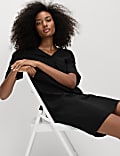 Linen Rich V-Neck Mini Shift Dress