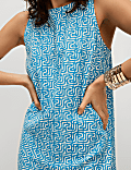 Linen Rich Printed Mini Shift Dress
