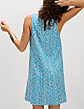 Linen Rich Printed Mini Shift Dress