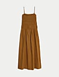 Linen Rich Square Neck Midi Slip Dress