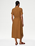 Linen Rich Button Through Midi Shirt Dress