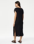 Jersey High Neck Midi T-Shirt Dress