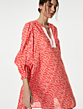 Pure Cotton Printed V-Neck Kaftan Beach Dress
