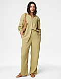 Pure Cotton Elasticated Waist Beach Trousers