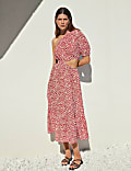 Pure Cotton Printed One Shoulder Beach Dress