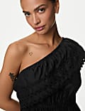 Pure Cotton One Shoulder Mini Beach Dress
