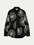 Besticktes Relaxed Fit Kragenhemd mit hohem Leinenanteil