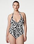 Tummy Control Printed Wired Plunge Swimsuit D-GG