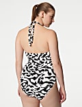 Tummy Control Printed Wired Plunge Swimsuit D-GG