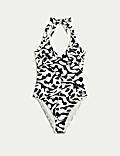 Tummy Control Printed Wired Plunge Swimsuit D-GG