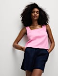 Linen Rich Square Neck Vest Top