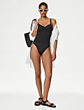 Maillot de bain plongeant ruché effet ventre plat 360