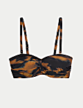 Bandeau-bikinitop met gevulde cups en print