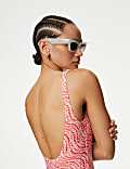 Printed Scoop Neck Swimsuit