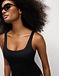 Textured Scoop Neck Swimsuit