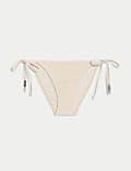 Textured Tie Side Bikini Bottoms