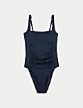 Maillot de bain ampliforme à encolure carrée, effet ventre plat 360