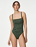 Tummy Control Printed Square Neck Swimsuit