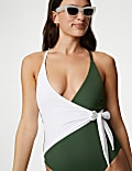 Tummy Control Padded Wrap Plunge Swimsuit