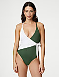 Tummy Control Padded Wrap Plunge Swimsuit