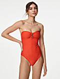 Tummy Control Textured Bandeau Swimsuit