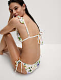 Printed Ruffle Plunge Bikini Top