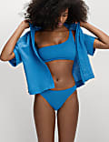 Textured High Leg Bikini Bottoms