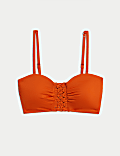 Macramé Detail Padded Bandeau Bikini Top