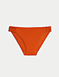 Macrame Detail High Leg Bikini Bottoms
